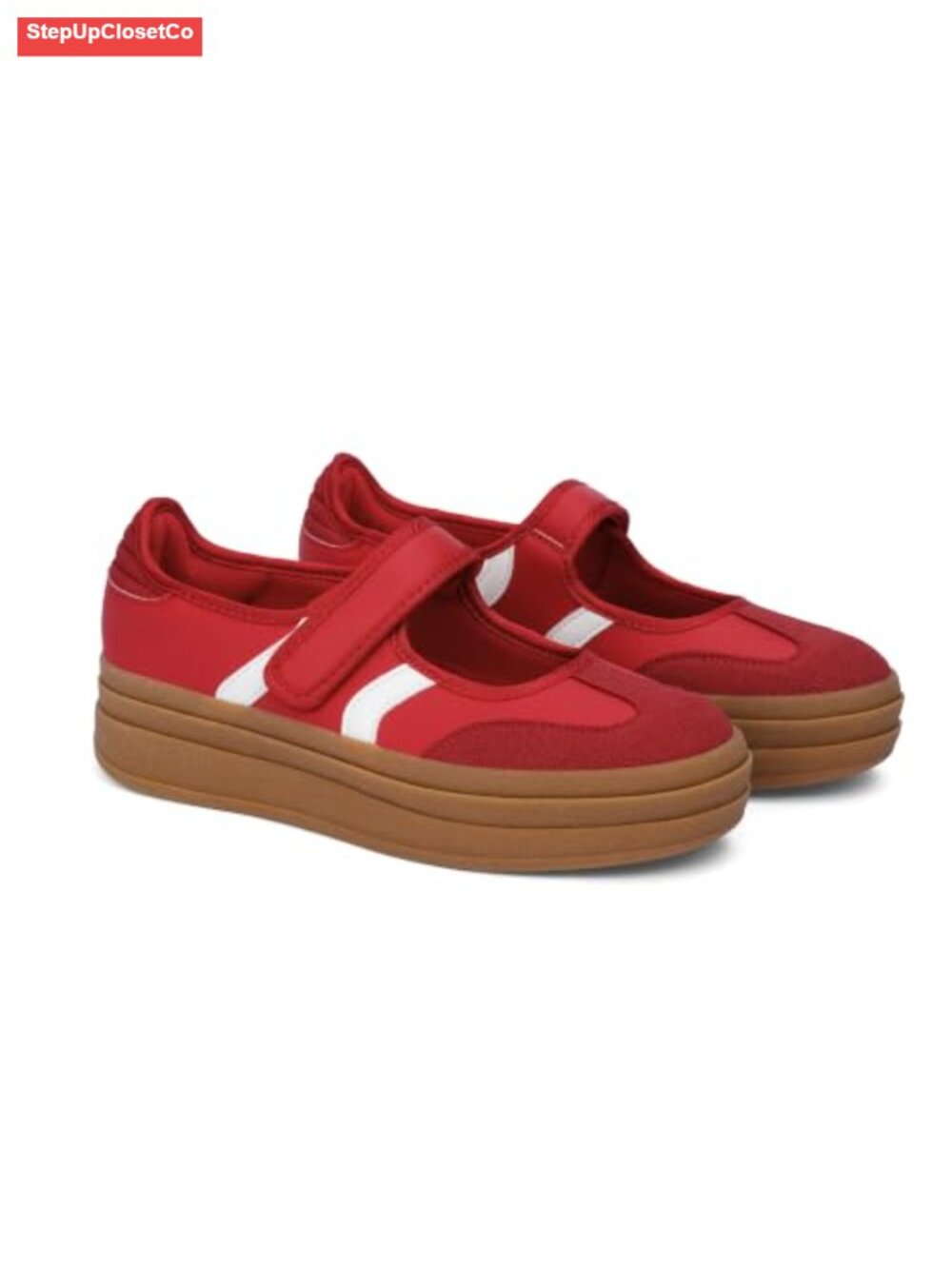 Retro Platform Mary Jane Sneakers with Hook and Loop Closure - Picture 3 of 6